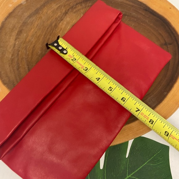 India Hicks Red Leather Zippered Clutch